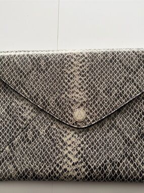Envelope Clutch in Taupe Snakeskin Print